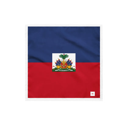 Flag of Haiti with coat of arms on a white background