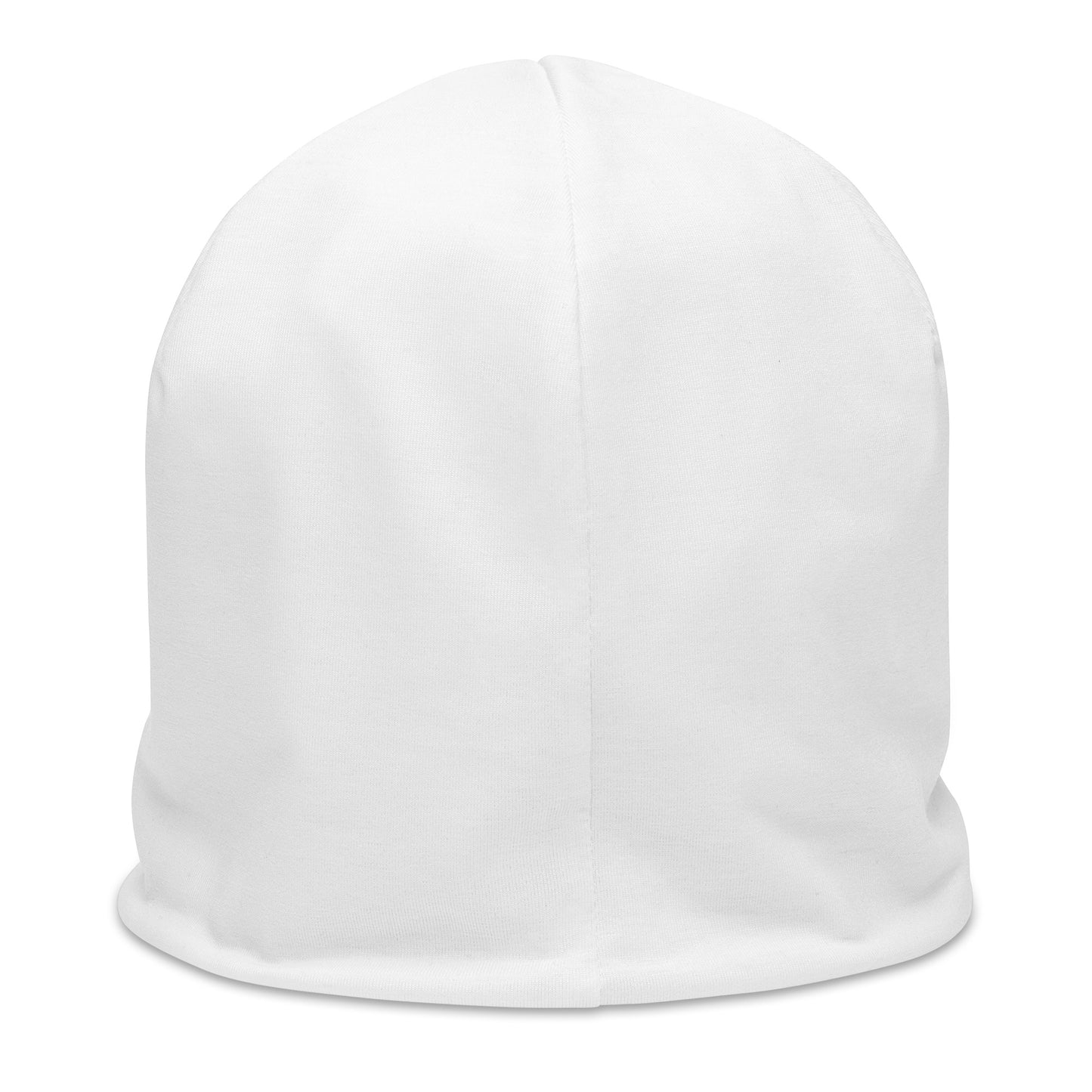 MD White Beanie Cap back view - premium double-layered design