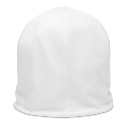 MD White Beanie Cap back view - premium double-layered design
