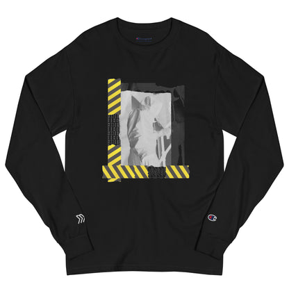 Black sweatshirt with graphic design on a white background