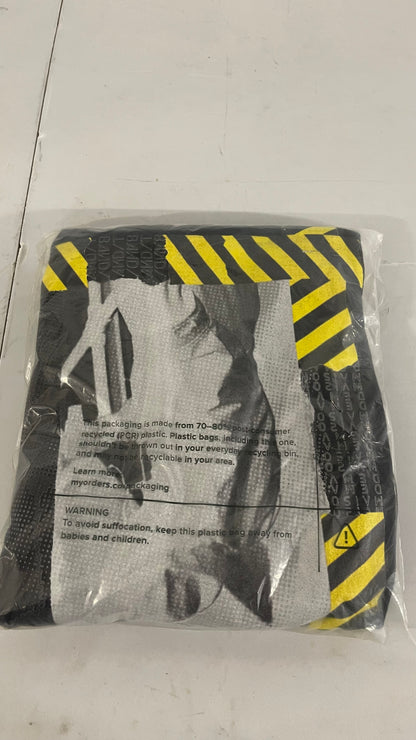 Product packaging with warning labels on a plain background