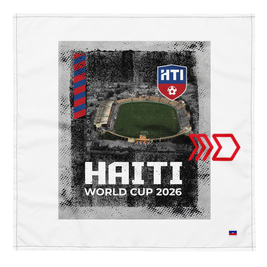 Bold Revolution Bandana with Haiti-inspired design. Premium quality craftsmanship. Perfect statement accessory for celebrating culture and heritage. Stade Sylvio Cator- World Cup 2026.
